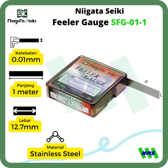 Niigata Seiki Feeler gauge  stainless steel SFG-01-1 (0,01 mm x 1 m)