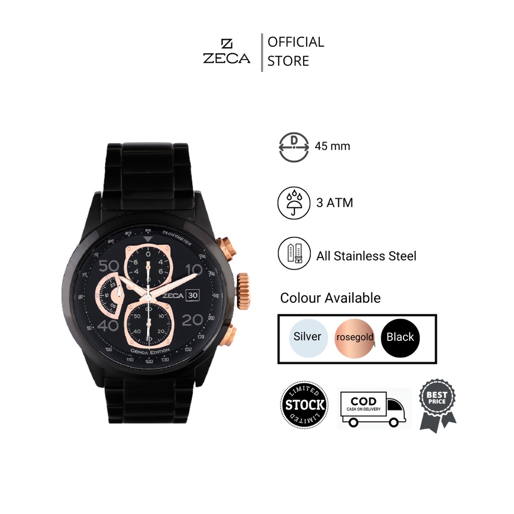 Zeca  Jam Tangan Pria Stainless Steel Chrono Original Bergaransi Anti Air 2010MB series