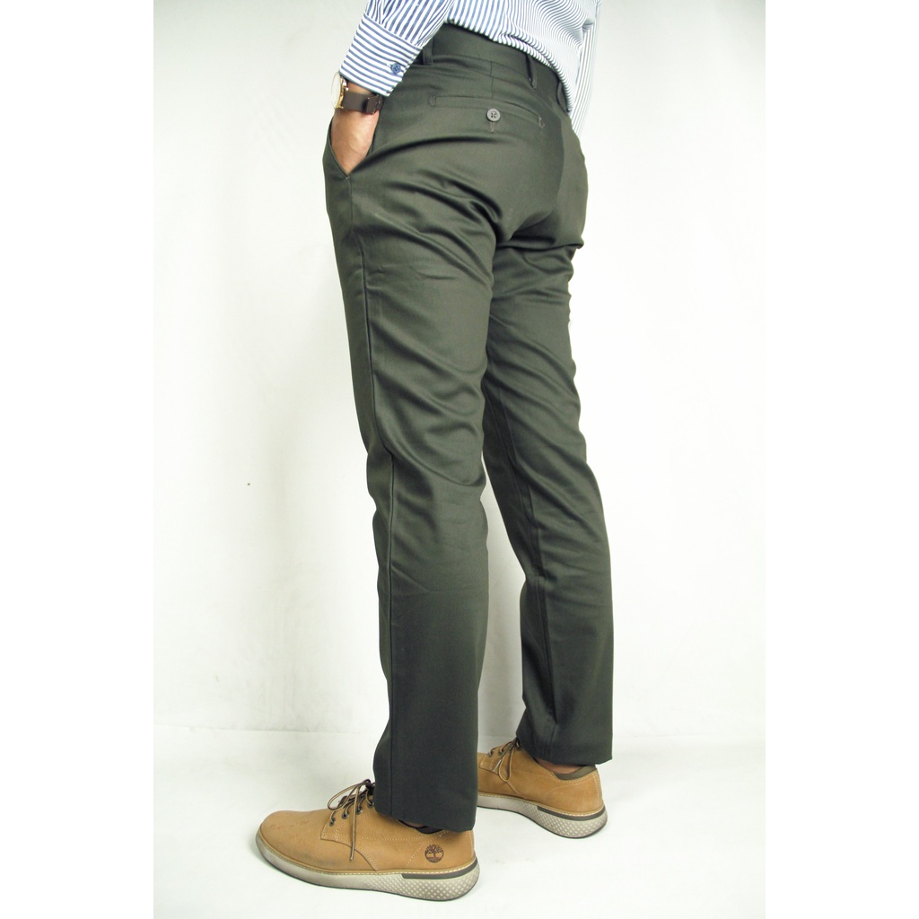 Celana Chino Panjang Pria COLE Olive Slimfit Bahan Stretch - Olive (I)  | Bahan Melar | 100% Original Brand