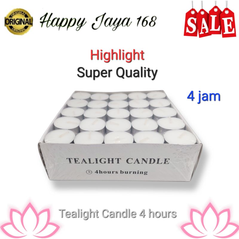 Lilin Tealight Tablet Kaleng Aroma Terapi Warna Putih isi 100 pcs 4 jam Tekstur Keras