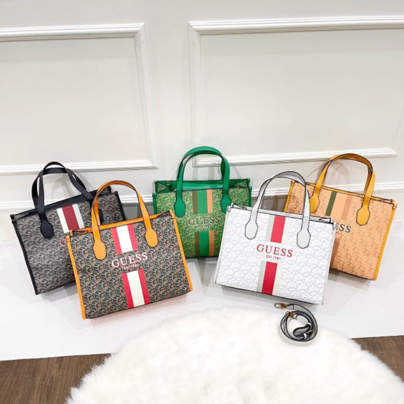 PROMO SALE Tas Guess selempang jinjing hitam kuning hijau putih