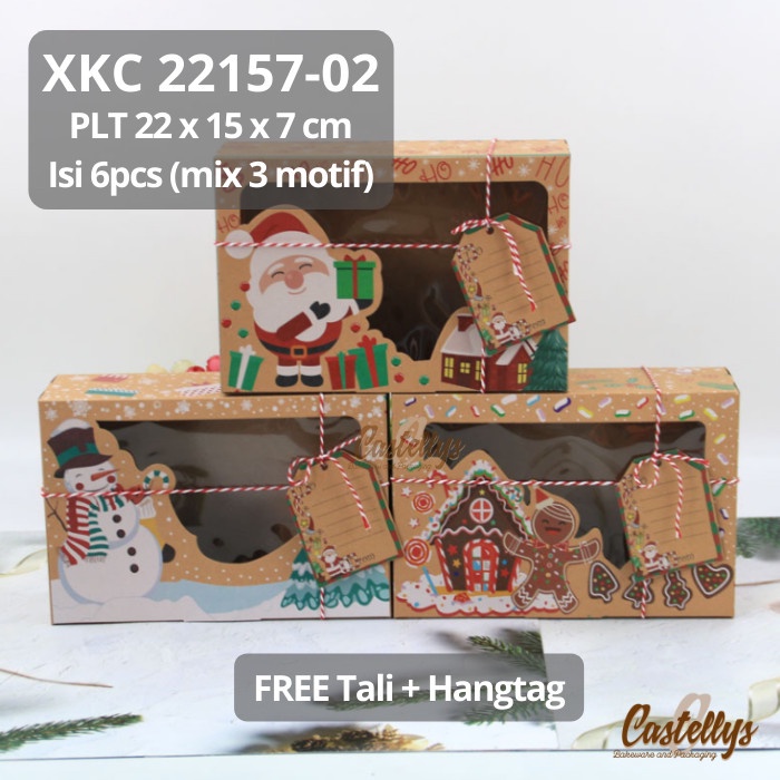 

:<:<:<:<] 6pcs Kotak Box XKC 221575-02 Kue Cookies Nastar Hadiah Natal Christmas