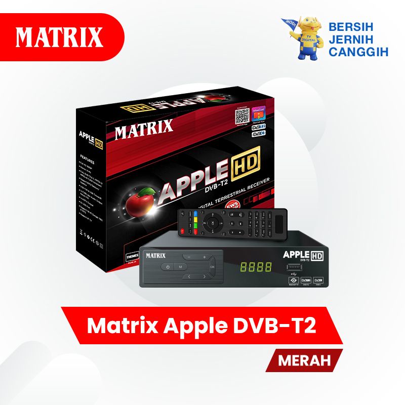 Matrix Set Top Box TV Digital Apple Merah DVBT2 Penangkap Sinyal Siaran TV Digital Receiver DVB T2 TV Digital Set Box TV Set Top Box TV Tabung