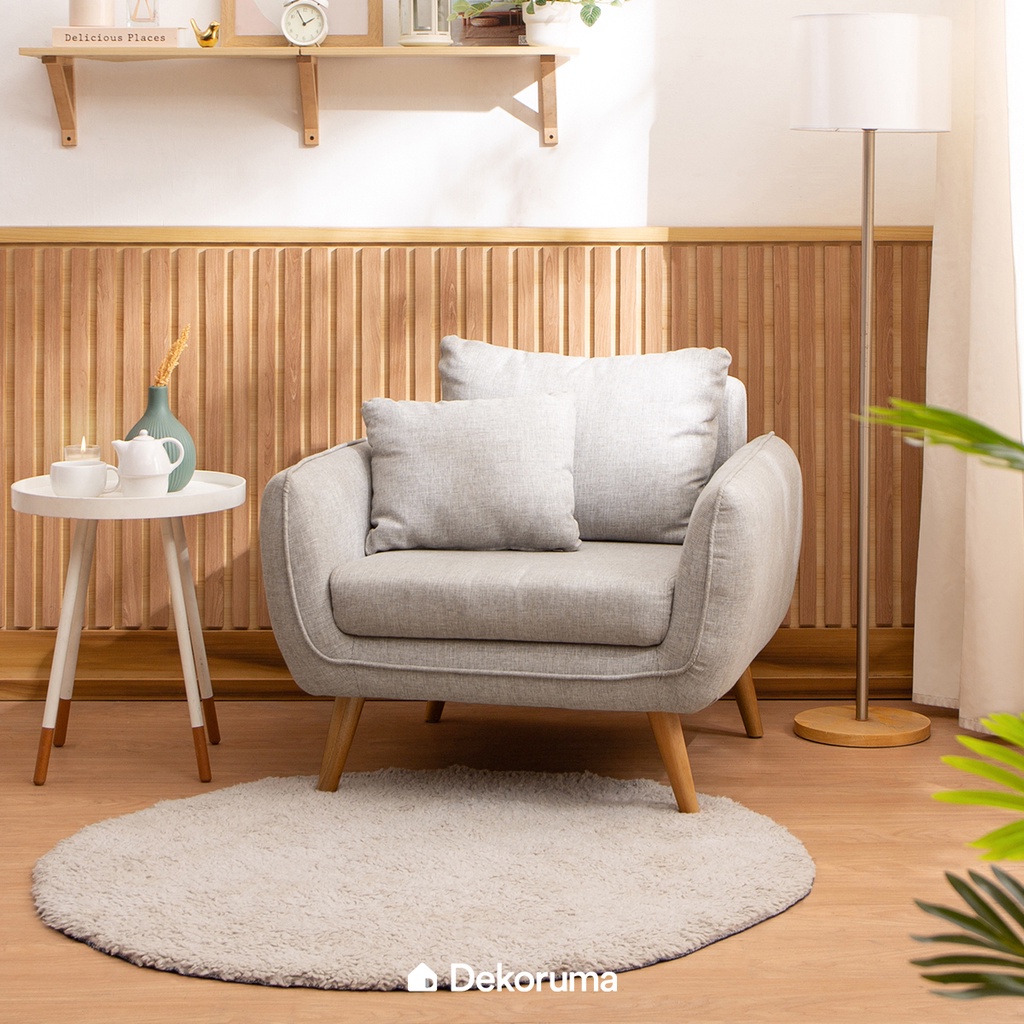 Dekoruma HIKI Sofa Tamu Minimalis 1 Dudukan Kain / Sofa Single Seater Kain - Abu