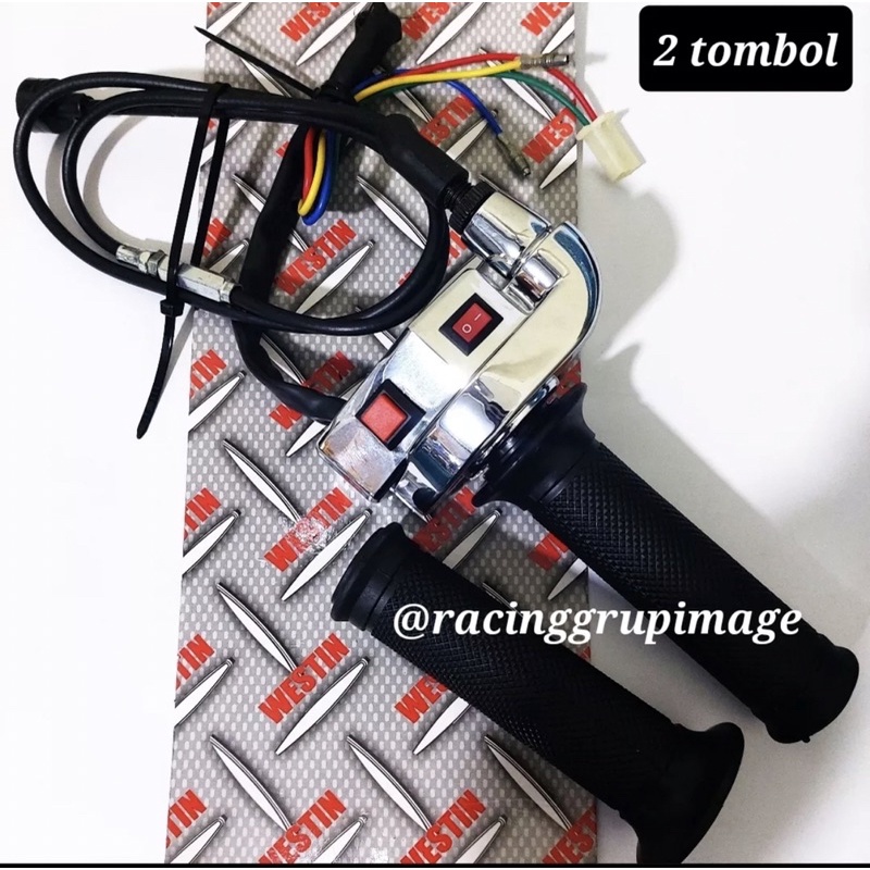 GAS SPONTAN BUNGBON TOMBOL + GRIP BISA UNIVERSAL MOTOR SATRIA FU, VIXION, MX, SUPRA, JUPITER, VEGA, RX KING, SMASH, SHOGUN, TIGER, RXZ