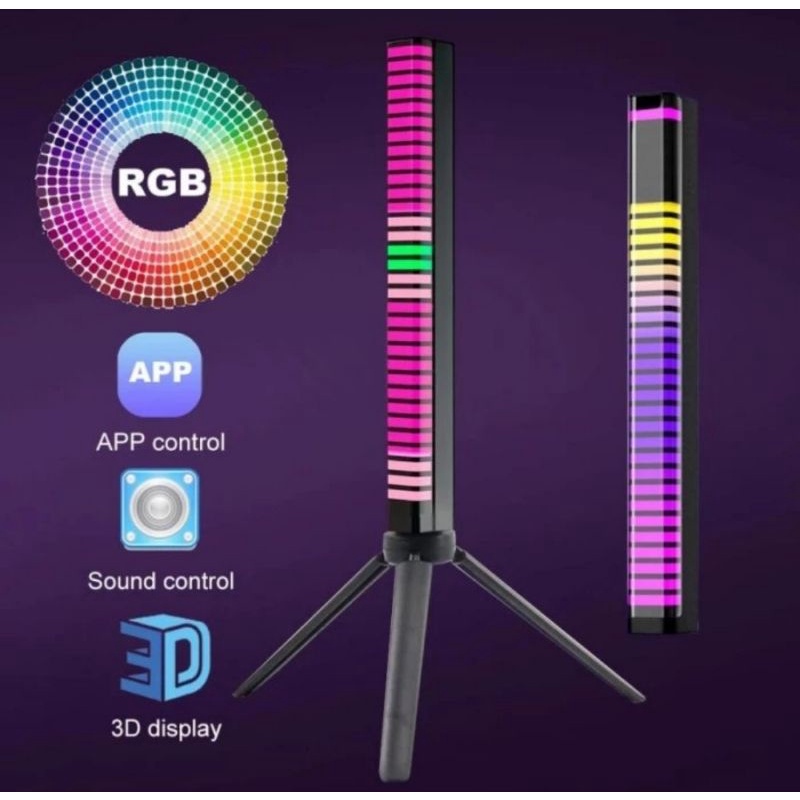 Lampu Bar RGB 3D Strip Spectrum Music Sound Control LED Rythm Lights android ios