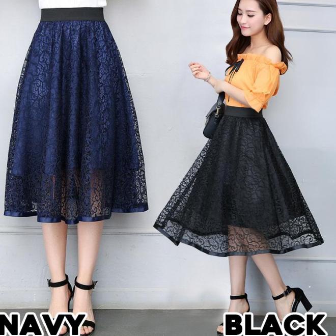 Nikita Midi Flare Skirt(#1615)/Rok midi/Rok maxi/Rok panjang - Beige