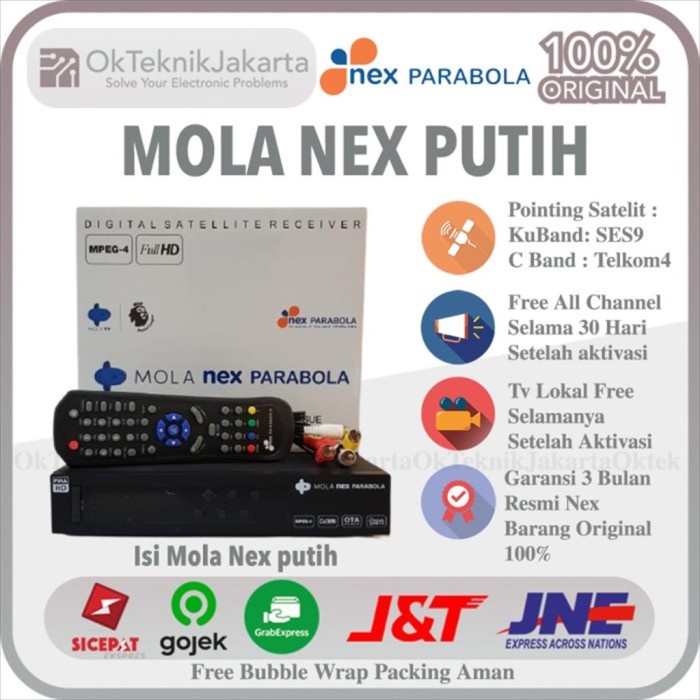 Receiver Parabola Mola Nex Parabola Putih Hybrid C Band Ku Band Molatv