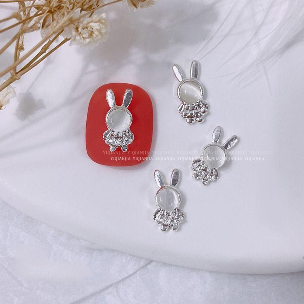 Mxbeauty Perhiasan Kuku Kelinci DIY Korea Jantung Bagian Kuku Bunny 3D Permata Manicure Aksesoris