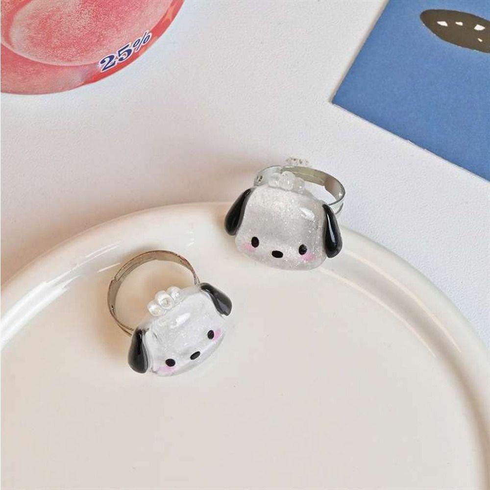 NEEDWAY Needway Wanita Cincin Trendi Adjustable Kuromi Resin Cinnamoroll Pembukaan Cincin Fashion Perhiasan