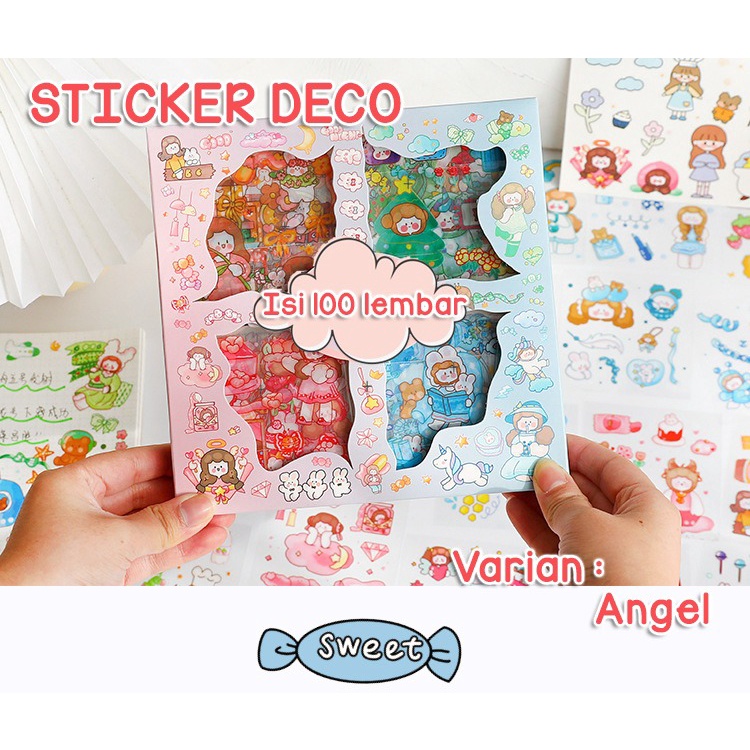 Isi 100 Lembar Sticker Deco Aesthetic Lucu Momo Stiker Anti Air Tumblr DIY Hp Stiker Motif Kartun Lucu ala Korea Dekorasi Buku Diary Memo Journal Catatan Harian Anak Sekolah Alat Tulis Bahan Stiker Transparant Bisa Untuk Kado Ulang Tahun GUDANG