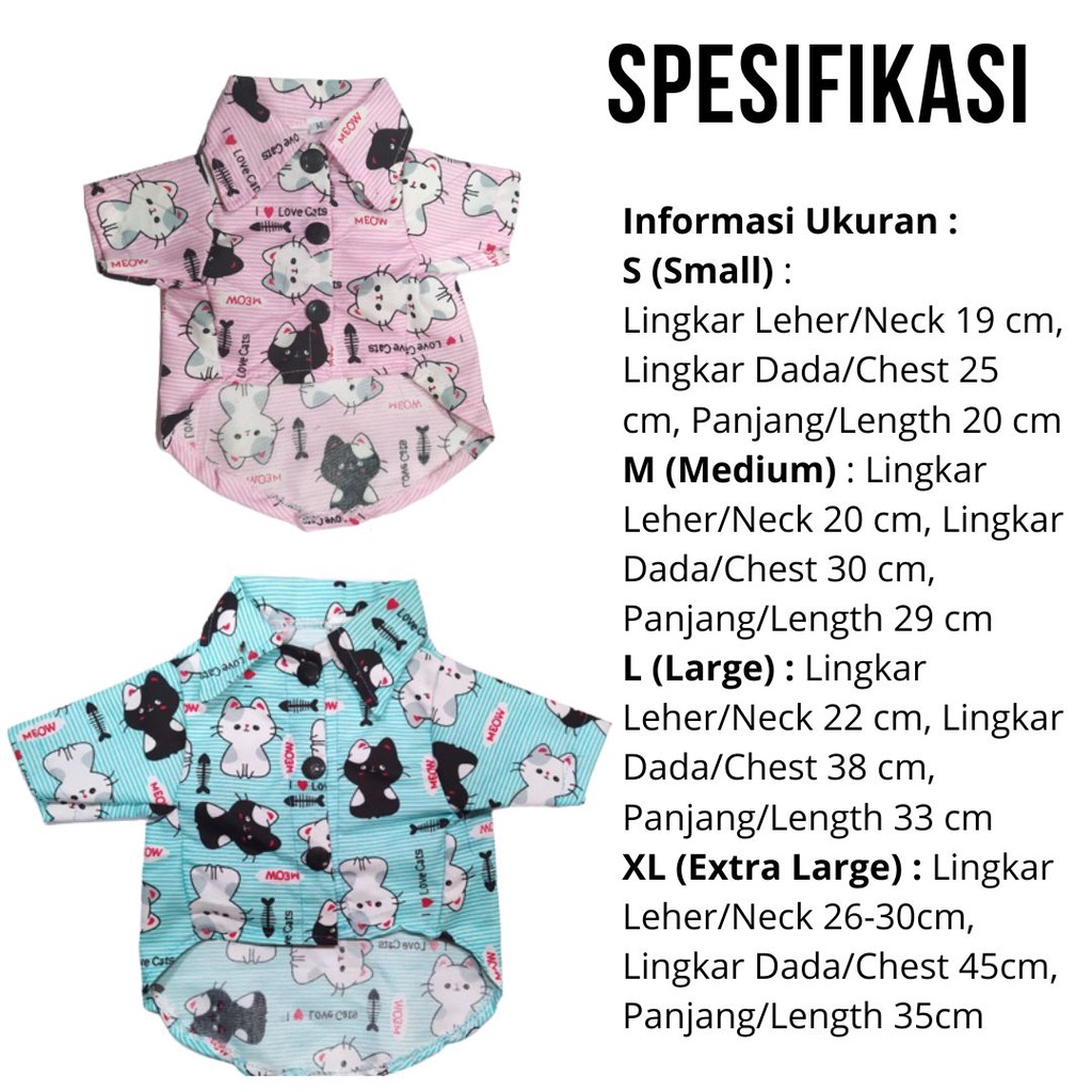 Baju Kemeja Kucing Anjing Murah Lucu Aksesoris Pakaian Hewan FEFARM