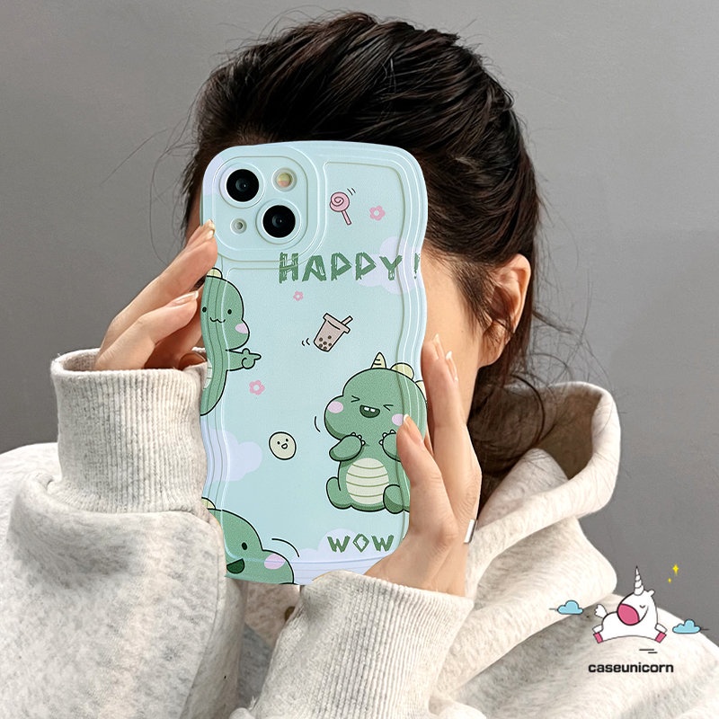 Wavy Edge Case Redmi 12C 10A 9T 10C 9A 10 9 9C POCO X3 Pro NFC M3 Mi 11T Pro Redmi Note 10 Pro 10 10s 11 11s 9 8 10Pro 9pro 11pro+9s Kartun Little Dinosaurus Teh Susu Sarung Soft Cover