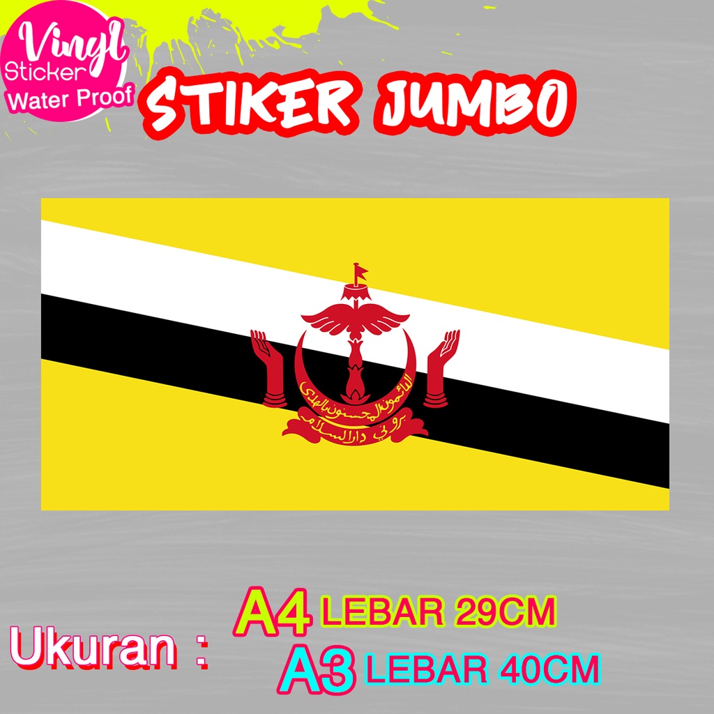 

Stiker Brunei Darussalam Ukuran Jumbo Sticker Besar Size A4 A3 Vinyl Satuaan Motif Bendera Negara Dunia Bahan Anti Air