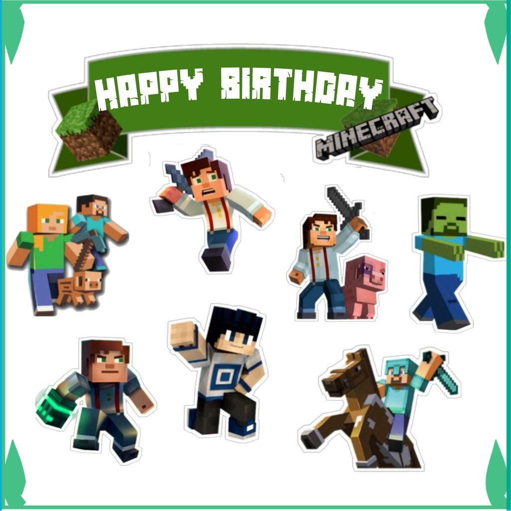 

TOPER KUE TOPPER CAKE ULANG TAHUN / HIASAN KUE MINECRAFT FADHILSOUVENIR