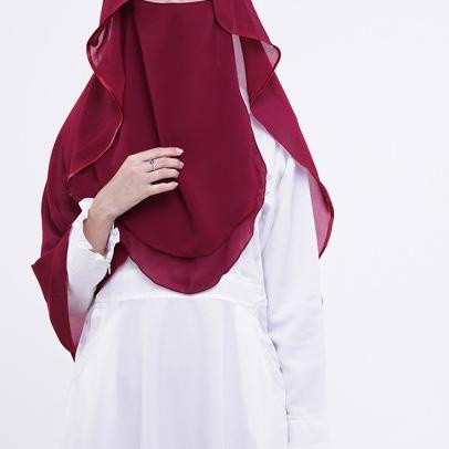 Khimar Arab bercadar / Hijab Niqob Syari Lis Praktis High Quality - Hitam