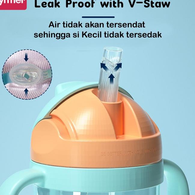 AYNMER PP SIPPY CUP | BOTOL SUSU BAYI TRAINING CUP + STRAP - Hijau, Sippy + Straw
