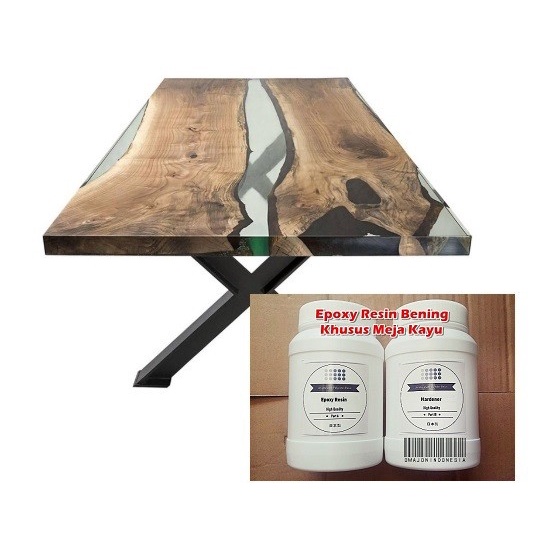 Clear Epoxy Top Table / River Table / Epoxy Resin Bening Kayu Japan