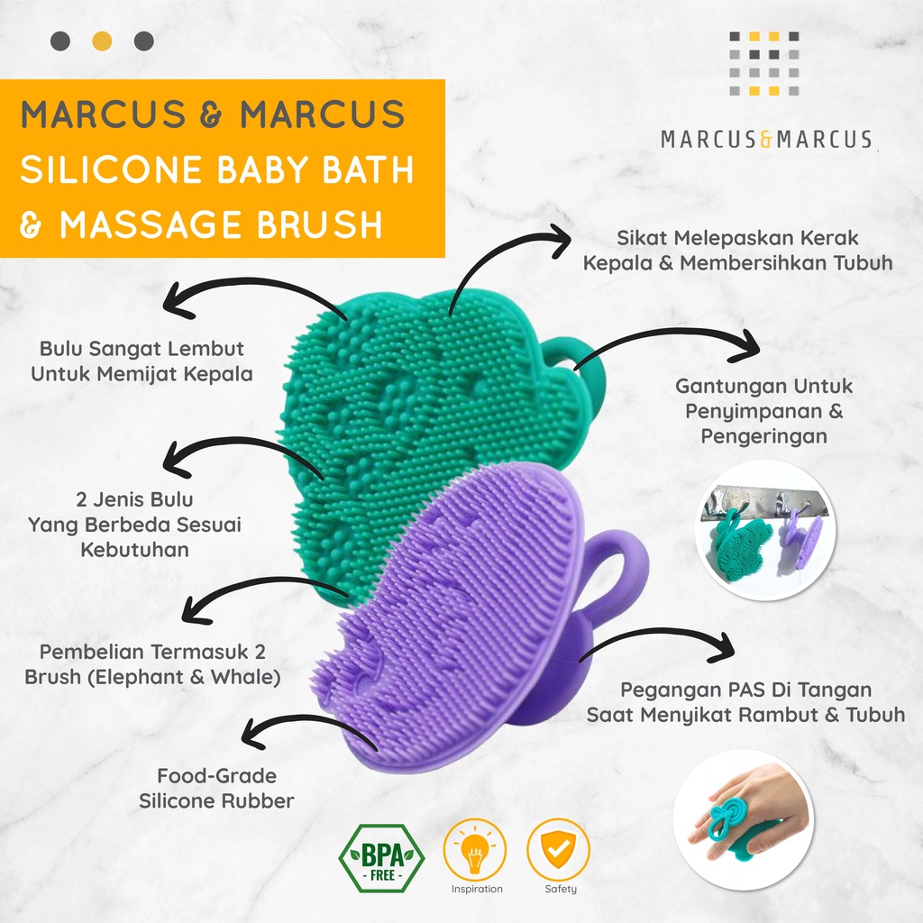 MARCUS &amp; MARCUS SILICONE BABY BATH &amp; MASSAGE BRUSH