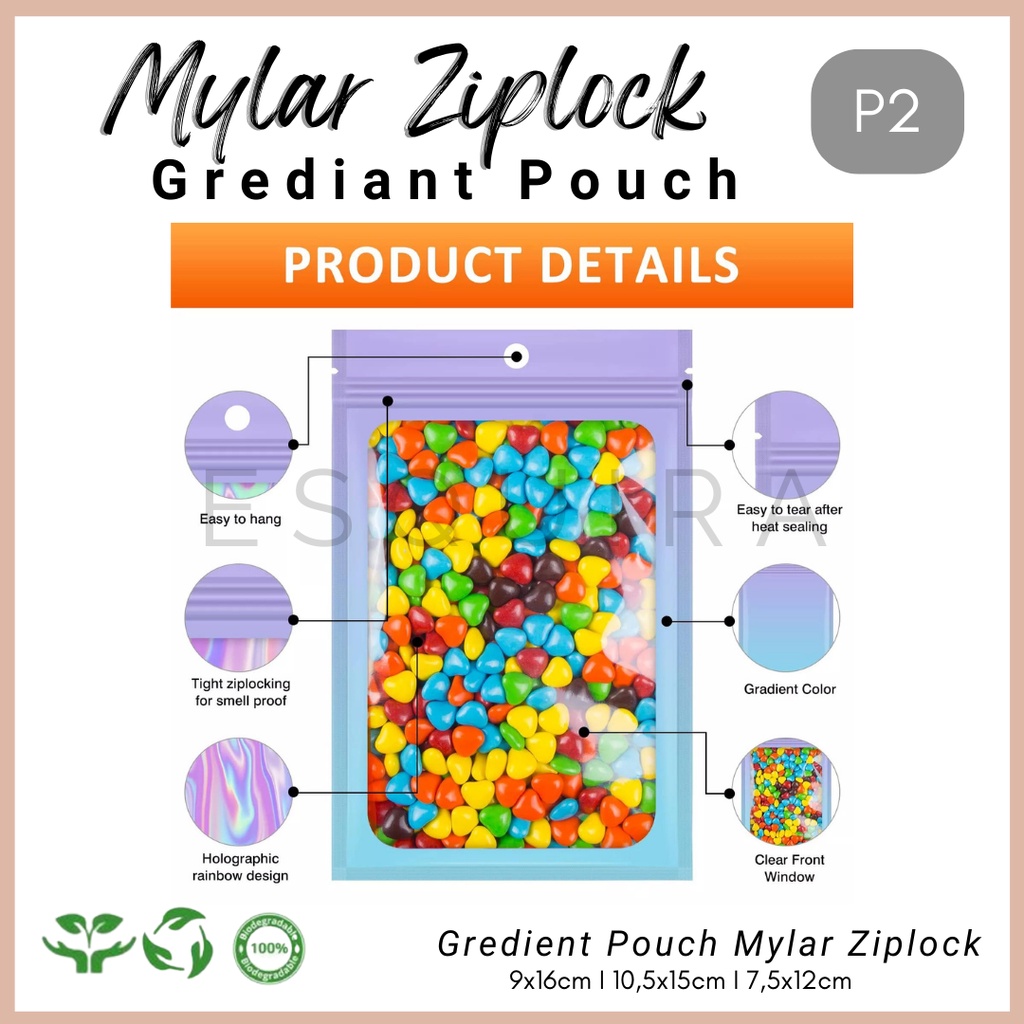 Mylar Ziplock / Gradient Pouch / Pouch  Serbaguna 10 pcs / P2-1,2,3