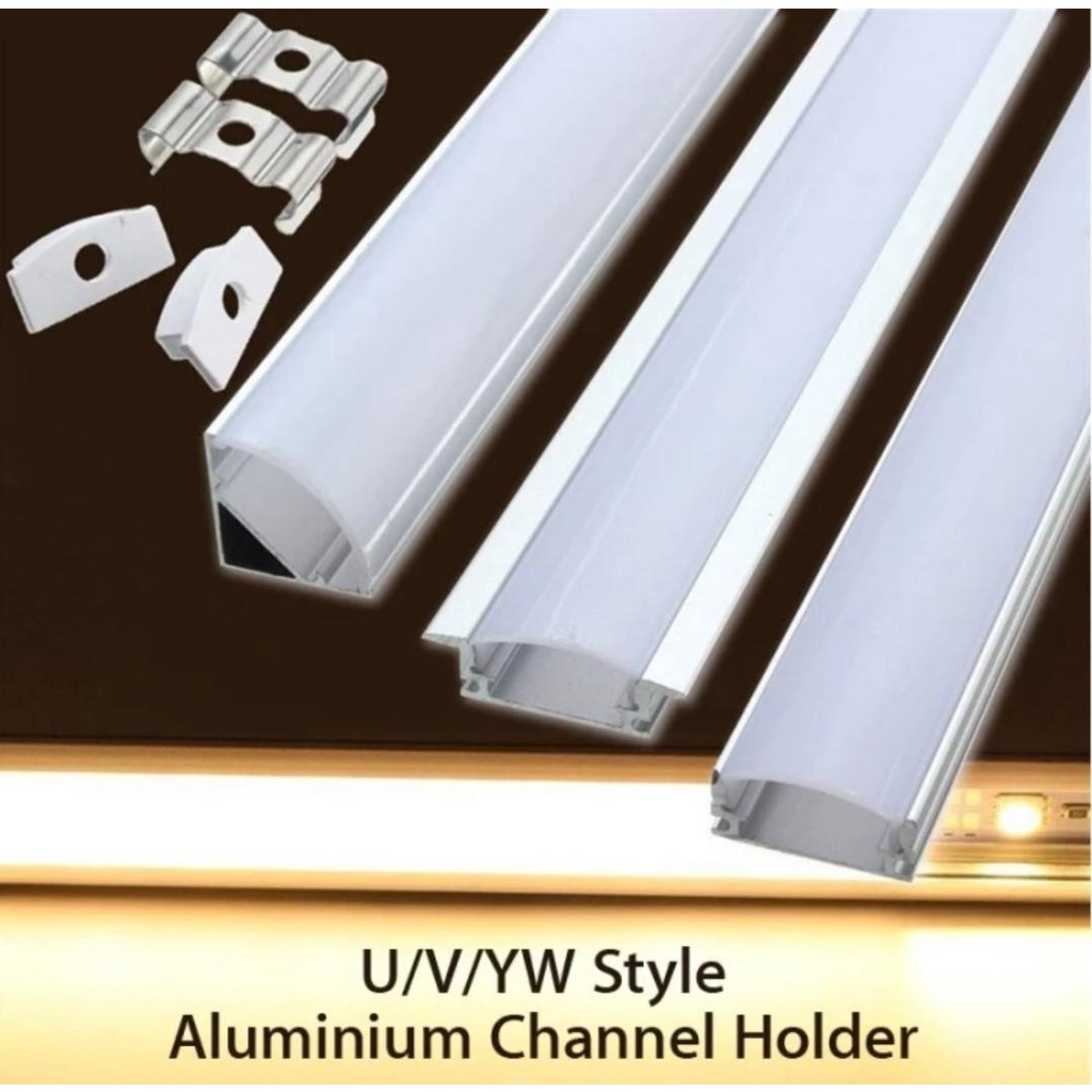 DUDUKAN STRIP LED 1M KAP HOUSING ALUMINIUM LED STRIP DUDUKAN LAMPU LED STRIP 1M