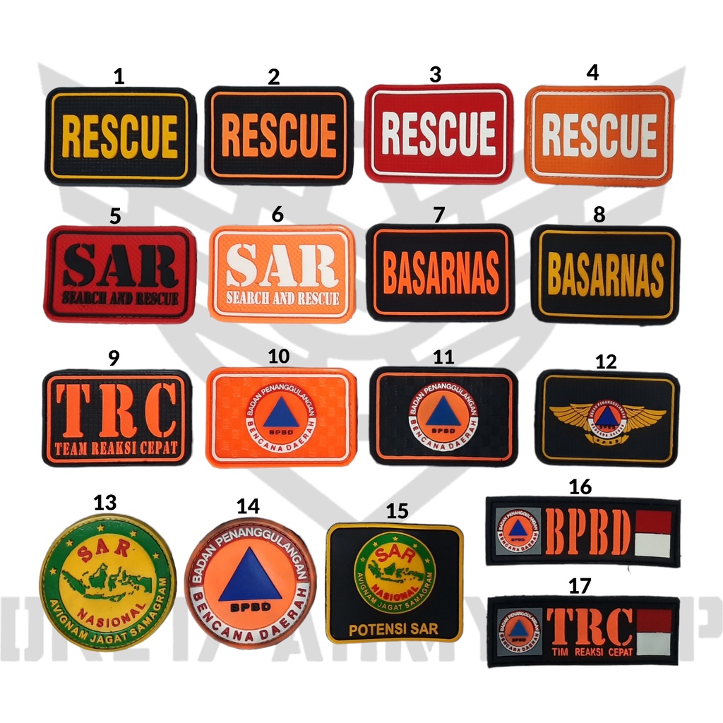 Patch Rubber Rescue, SAR, Basarnas, Search And Rescue, BPBD, TRC Tim Reaksi Cepat