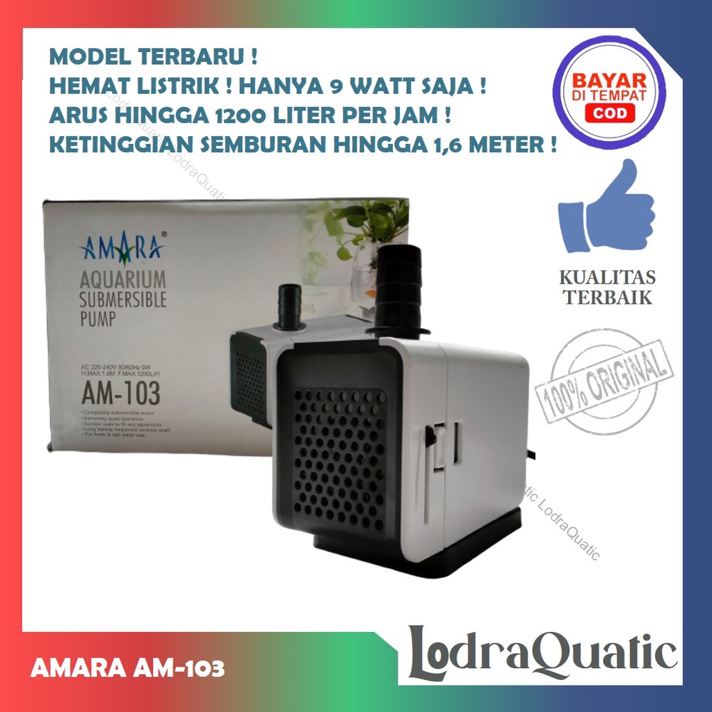 {AMARA AM-103} PROMO MURAH AMARA AM 103 POMPA KOLAM IKAN AMARA AM 103 NAIK 1,6 METER POMPA 1200 LITER PER JAM POMPA AIR HIDROPONIK POMPA KOLAM KECIL POMPA AQUARIUM BESAR FILTER AQUARIUM FILTER KOLAM IKAN KOI FILTER POMPA AIR LAUT MARINE