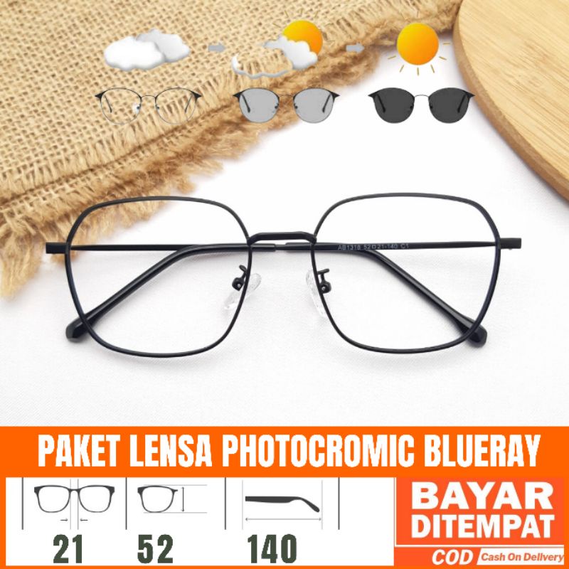 Frame Kacamata 1318, Gratis Lensa Photocromik,Gratis Lensa Blueray,Kacamata Antiradiasi,