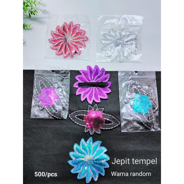 Jepit rambut/jepitan rambut model tempel motif bunga warna Random harga/pcs