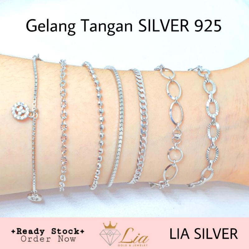 Gelang Tangan Rantai SILVER 925 - Perak Lapis Emas Putih