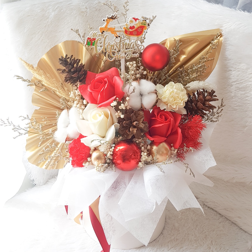 Miracle Christmas Medium Soap Flower Bloom Dome Bunga Sabun Bunga Box Dried Flower Bloomdome Bunga K