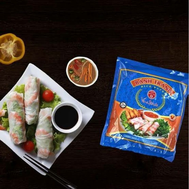 Banh Trang Rice Papers Blue 22 Cm Kulit Lumpia Vietnam Rice Roll Spring Roll 5 Lembar | Hakau Dimsum Sushi | Kulit Lumpia Vietnam Halal | Tahan Lama Tanpa Pengawet | Less Kalori Diet Sehat | Salad Wrap Veggies Wrap