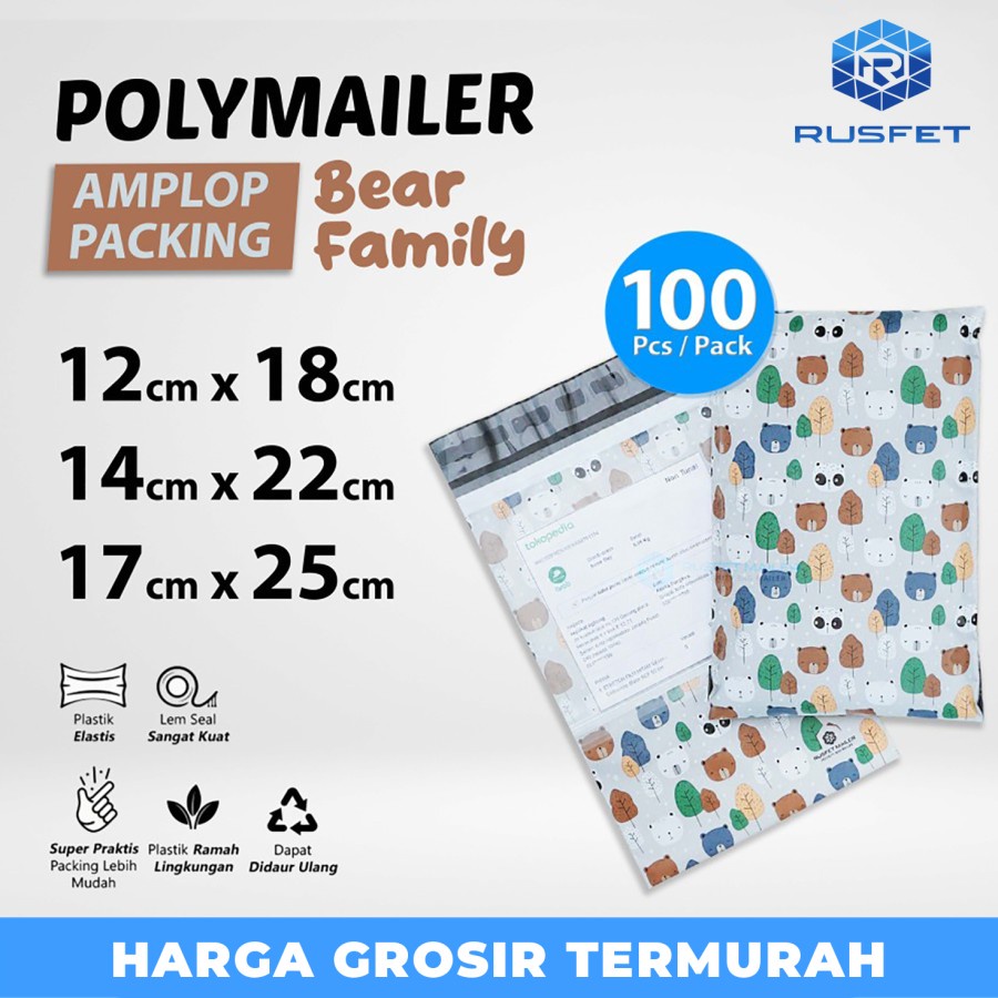 

Amplop Plastik Packing Polymailer Motif Bear Family Polimailer Satuan