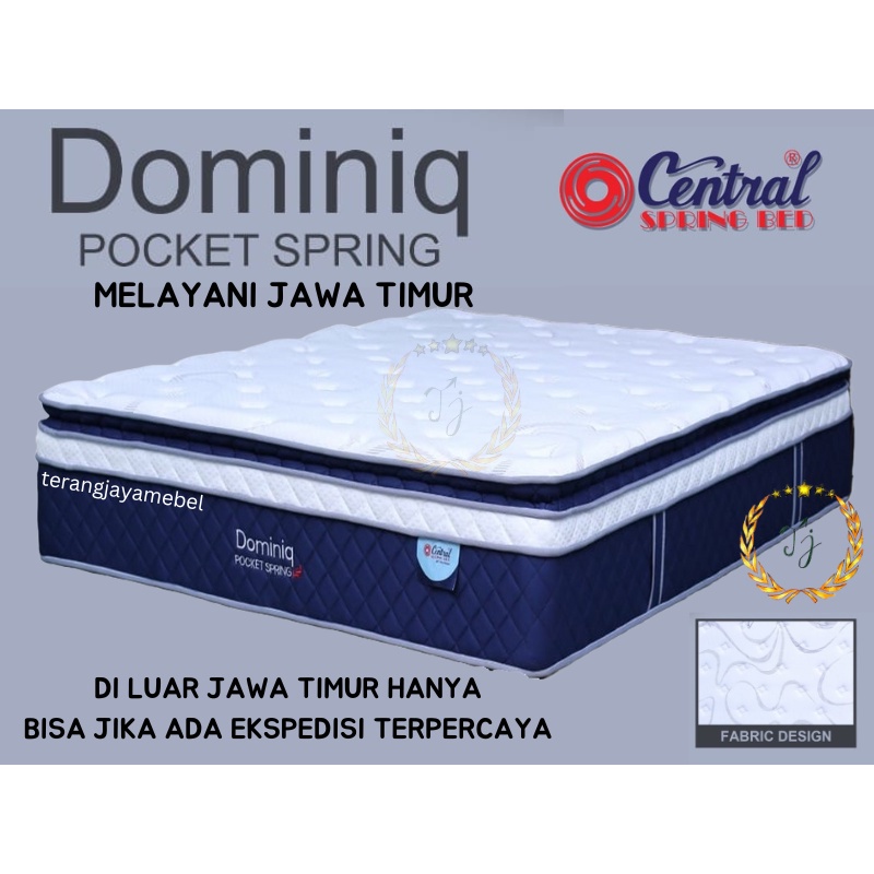 Kasur Matras Springbed Central Deluxe Dominiq Pocket Plushtop Pillow Top Premium Spring Bed Set Tren