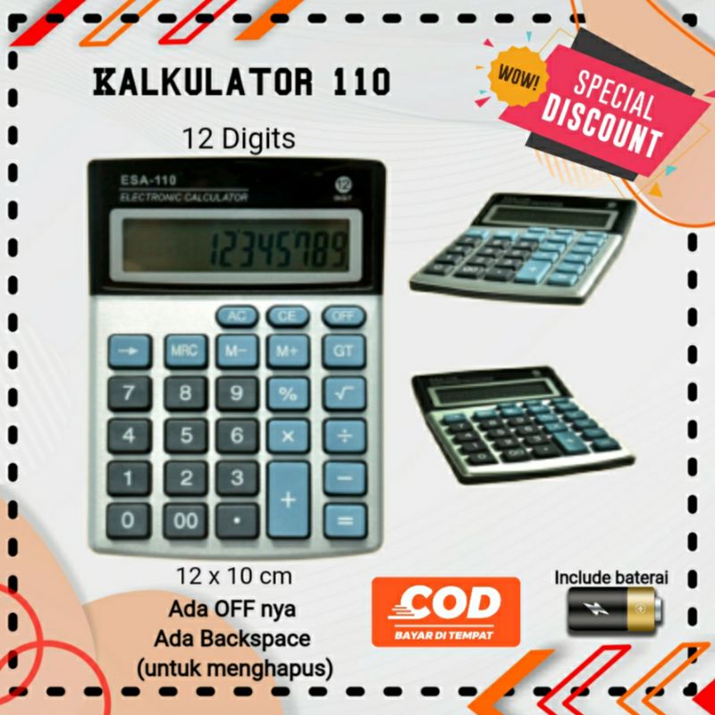 

Kalkulator Kantor Calculator Office 12 Digits Kakulator Toko Murah Free Baterai Promo Cal Backspace Kal On Off