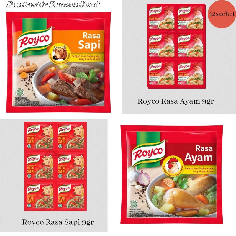 

Royco Bumbu Kaldu Rasa Ayam dan Rasa Sapi 9grx12sachet Rencengan