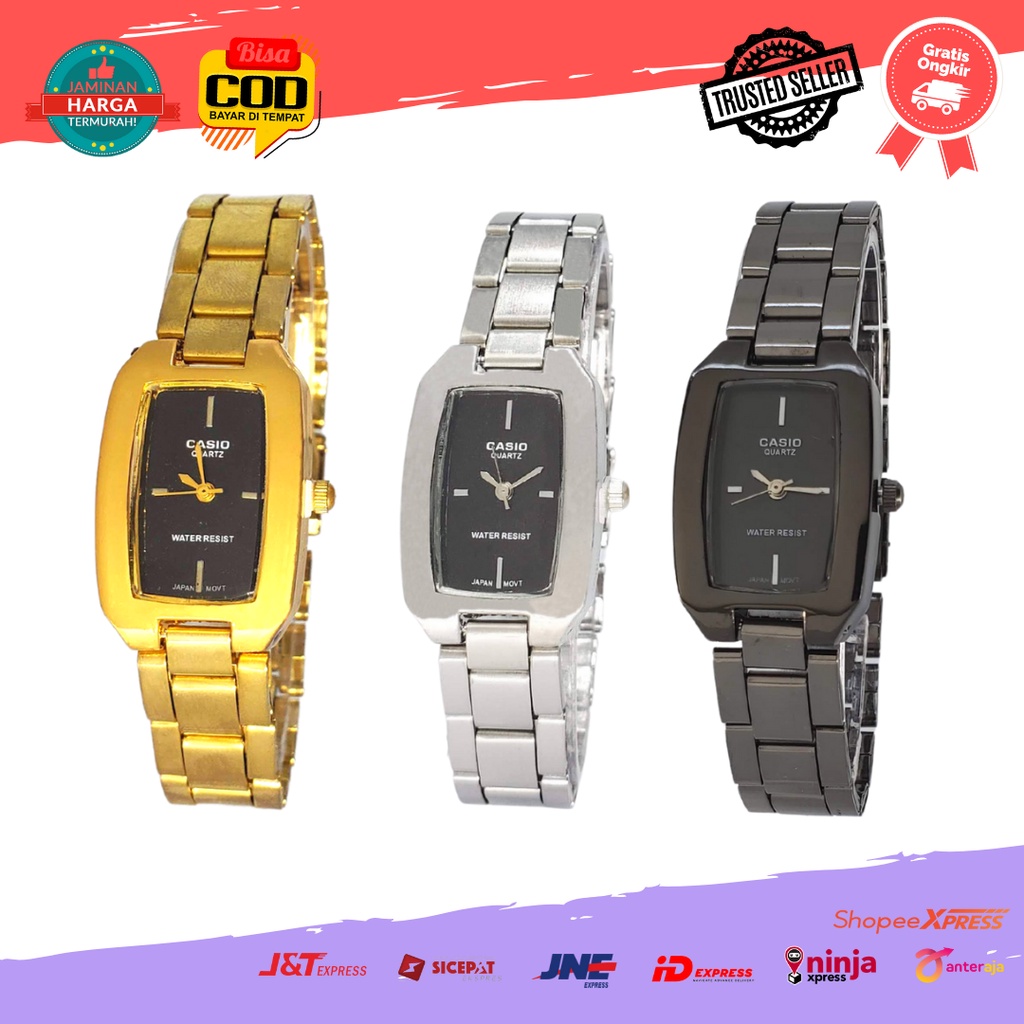 [COD] Jam Tangan Fashion Wanita Analog Branded Ready Model Rantai Trendy Case Segi