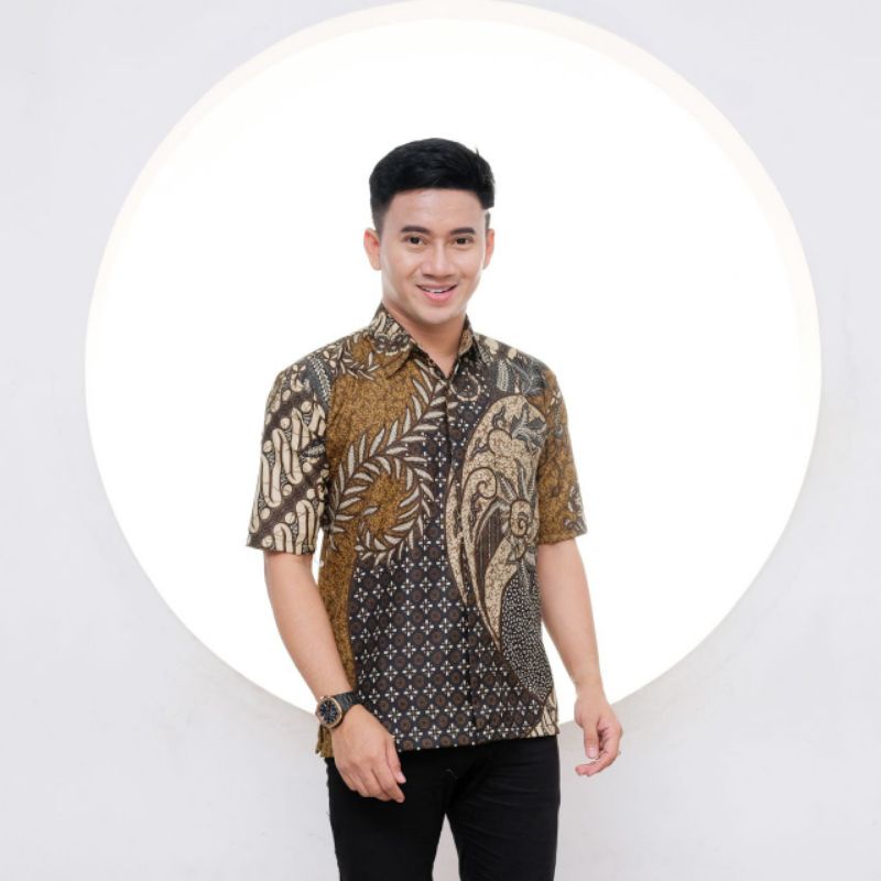 Kemeja Batik Pria Lengan Pendek Motif Kate Salju