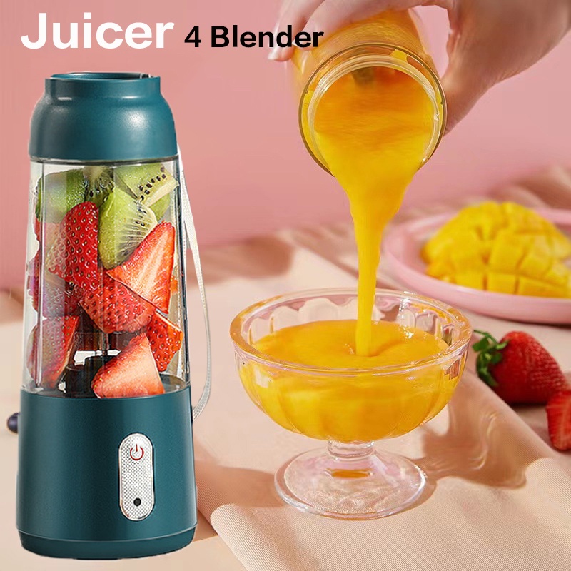 Juicer Blender Rechargeable Mini Portable 4 Mata 300ML Blender Jus Mini Alat Jus Listrik