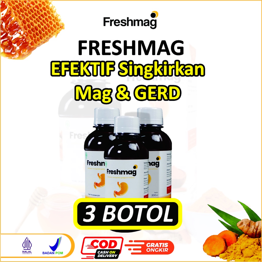 

FRESHMAG 3 Botol Obat Asam Lambung Mag Kronis Atasi Mah dan Gerd Madu Herbal Herba Alami BISA COD