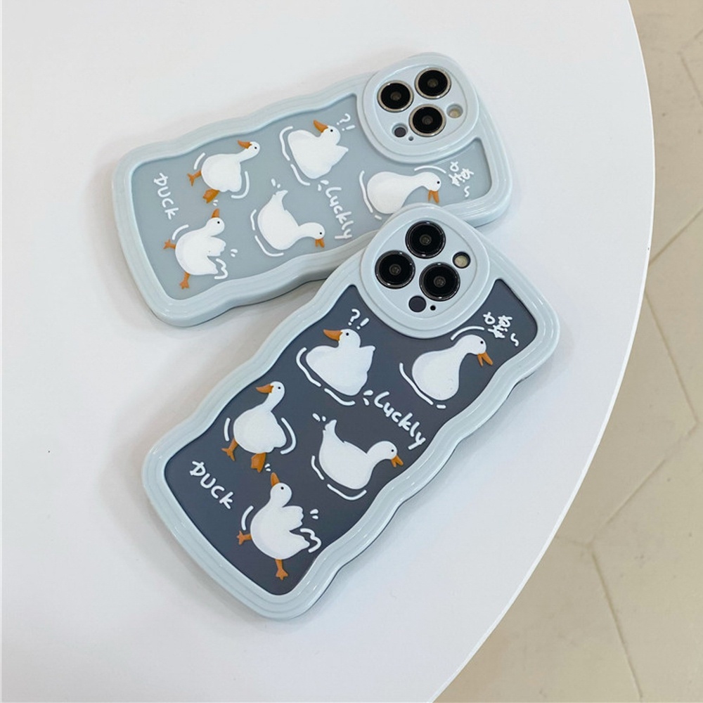 Case Motif Gelombang Hati Putih Kompatibel Untuk14 13 12 11 Pro Max7 8 Plus XR X XS Max Se2020 2022 Casing Ponsel Bening Soft Cover