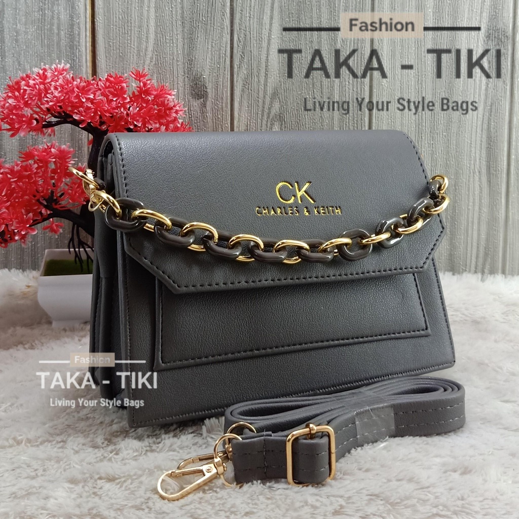 new!!! tas wanita ck map persegi 3 ruang free tali rantai giok import.