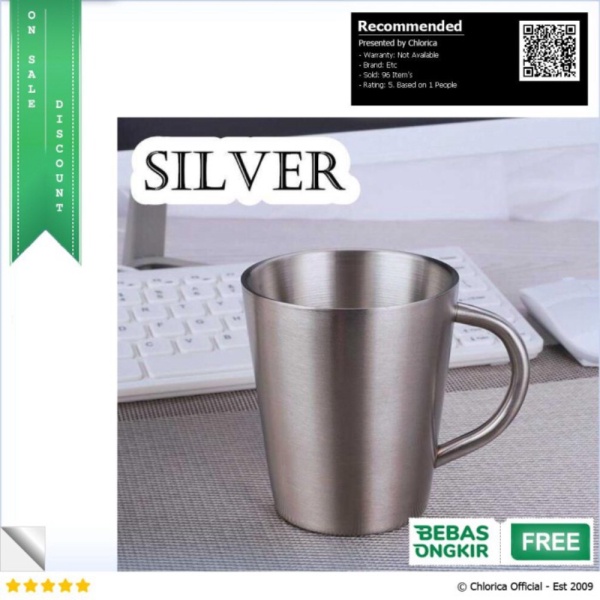 

Promo JIATA Gelas Mug Tea Milk Coffe Beer Cups Stainless 300ml - ZXH006 - Silver Etc Limited