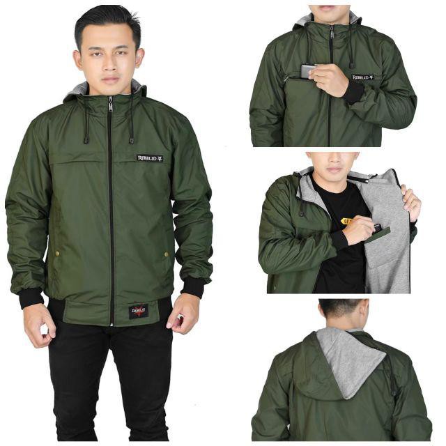 JAKET COWOK PARASUT PT Rebel ID Original / JAKET HOODIE PRIA WATERPROOF / JAKET ANAK MOTOR ANTI ANGIN