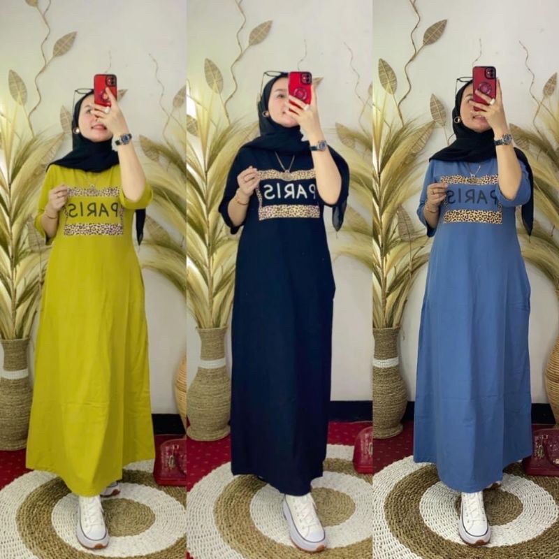 GAMIS WANITA KEKINIAN MODEL PARIS KAOS COMBED 20s HITS