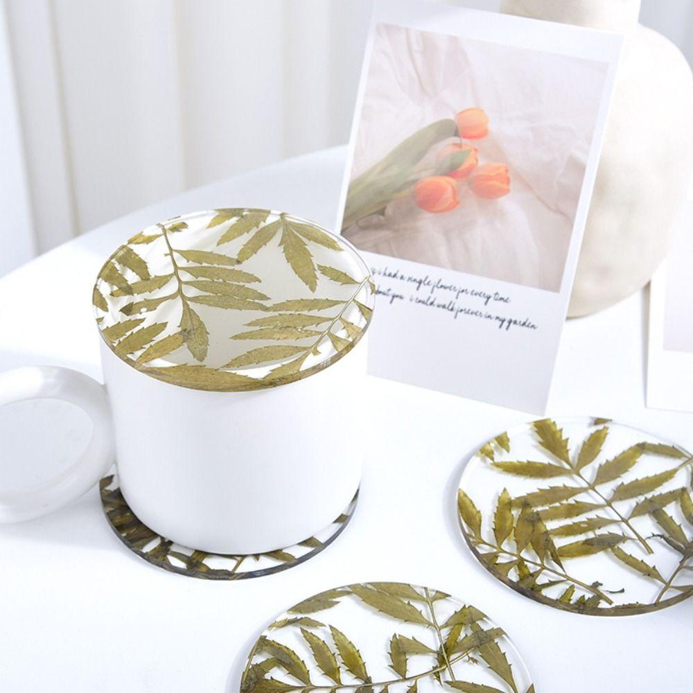 【 ELEGANT 】 Cup Coaster 1pcs Tatakan Gelas Handmade Akrilik Kreatif Tanaman Tebal