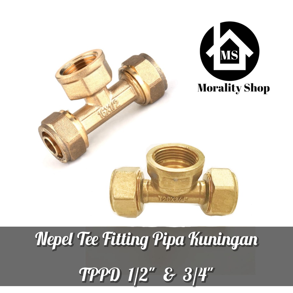 Nepel T Sambungan pipa air panas Kuningan 1/2&quot; 3/4&quot; TPPD Nepel Tee Pipa air Brass Fitting Tee Pipe PPD