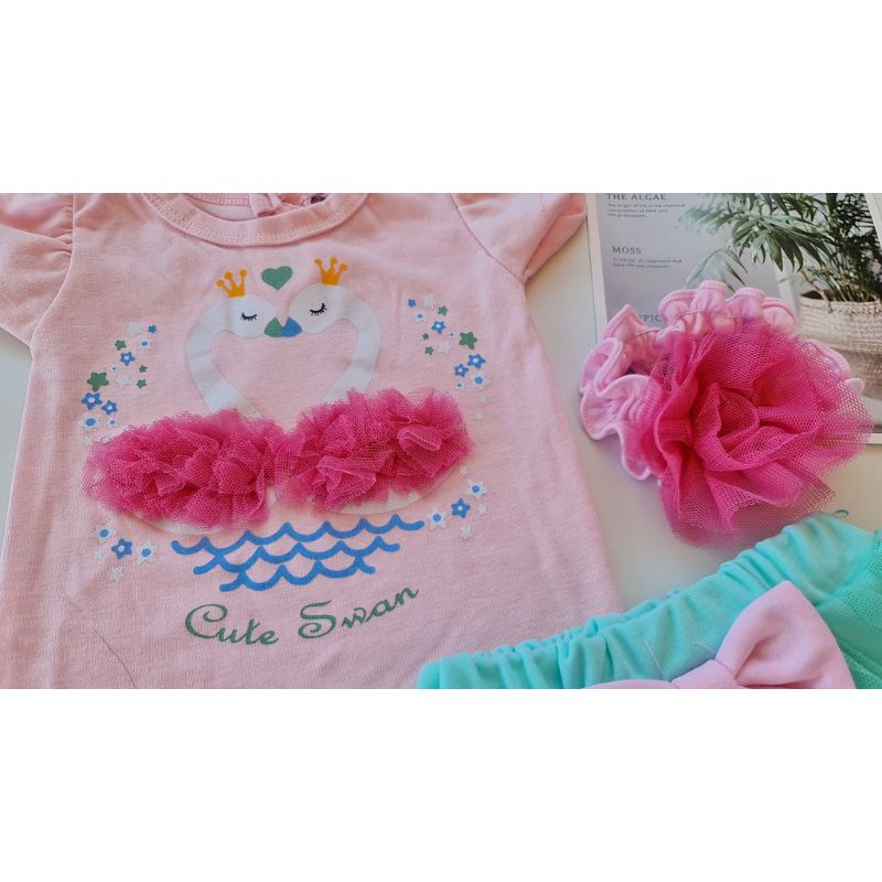 SETELAN BAJU BAYI PEREMPUAN 0-18 BULAN / SET JUMPER ROK TUTU FREE BANDO ANGSA / SETELAN BAJU BAYI CEWEK LUCU / SETELAN ROK TUTU ANGSA BAYI