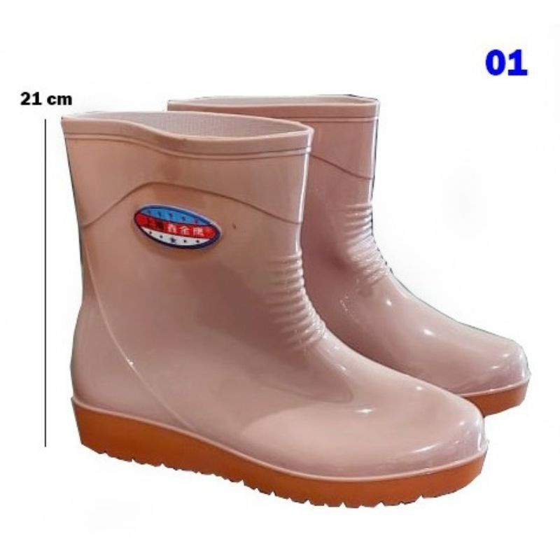 Sepatu Boot Boots But Wanita Import Karet Low Heels Lentur Anti air Banjir Keong Tinggi 21 Cm Kebun Taman Pasar Lembut PVC Sol Tebal Pantai APD Kesehatan on Slip Cewek Paku Beling Kaca Safety Bukan AP