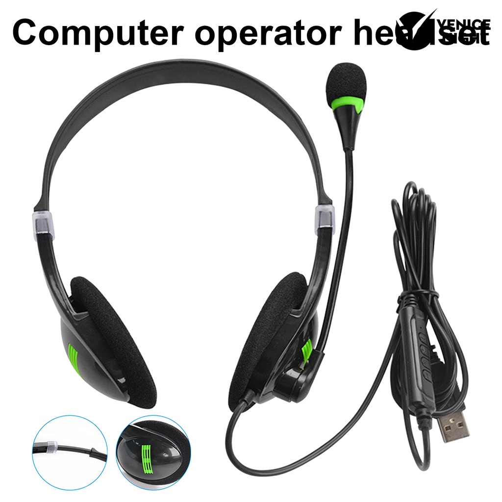 (VNEP) (Berkabel) Kompatibilitas Lebar Headphone 440 Nyaman Memakai Headset Gaming Stereo Pengurang Kebisingan ABS USB untuk Komputer